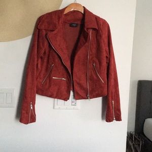 Red Faux Suede Jacket. Never worn.